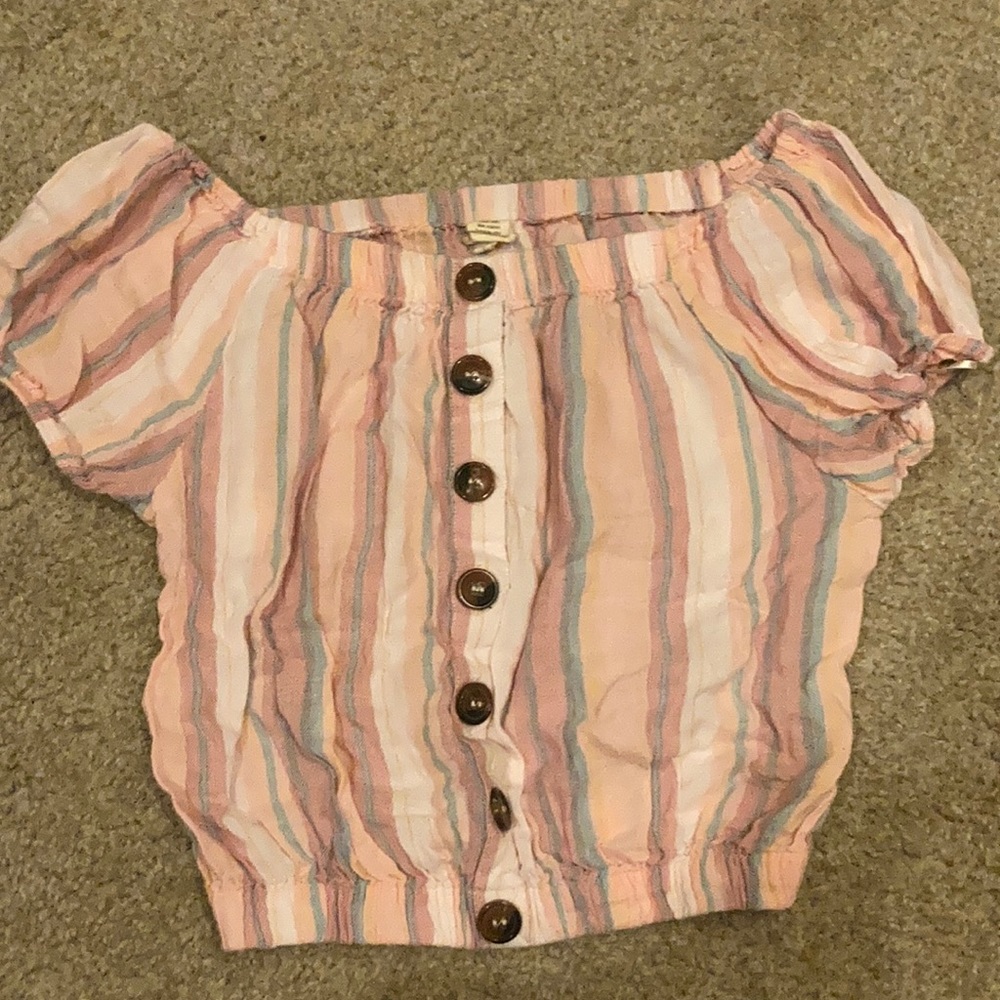 Off the shoulder stripped crop top